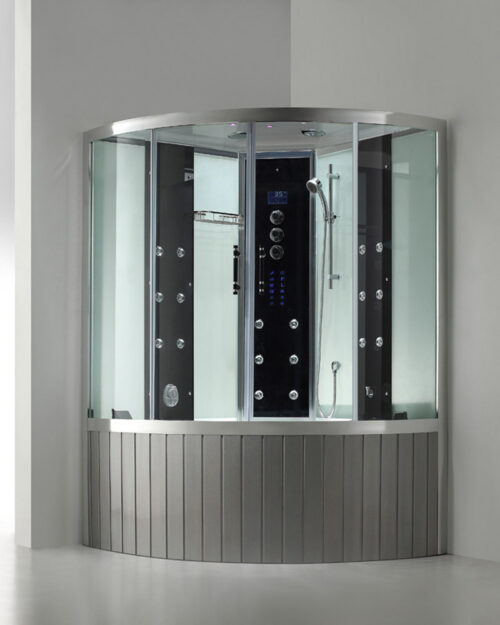 ECube Max VI FL hõbedase esipaneeliga | Santeco Kotikylpylä Höyrysauna hieronta ammeella E Cube Max VI Standard harmaa värinen