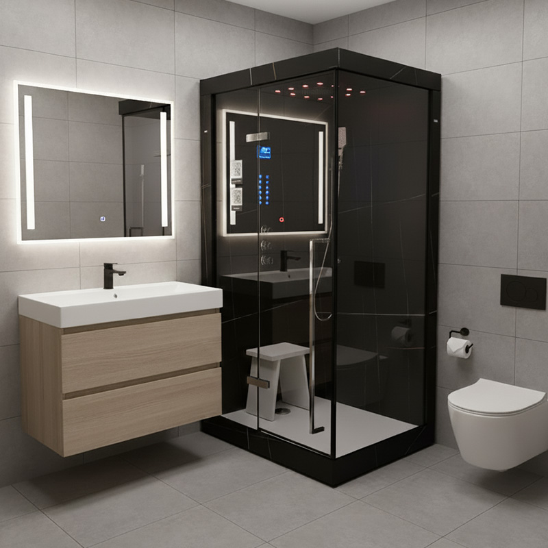 Steam shower Hamam Marble IV Black1 | Santeco Kotikylpylä