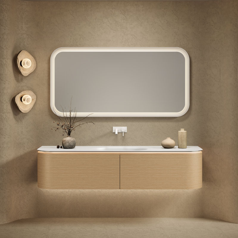 Valamukomplekt metalltasapinna ja portselanvalamugaZahaWooden1 | Santeco Kotikylpylä Kylpyhuonekaluste Zaha Wooden 1